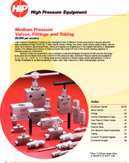 Medium Pressure Valves, Fittings and Tubing