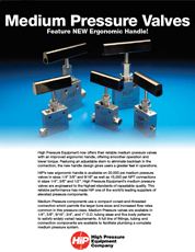 Medium Pressure Valves With Ergonomic Handle Sales Sheet