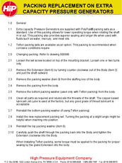PACKING REPLACEMENT ON EXTRA CAPACITY PRESSURE GENERATORS