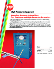 Pumping Systems, Intensifiers, Gas Boosters and High Pressure Generators