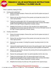 REMARCO VALVE MAINTENANCE INSTRUCTIONS NORMALLY CLOSED VALVE