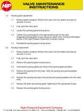 Valve Maintenance Instructions